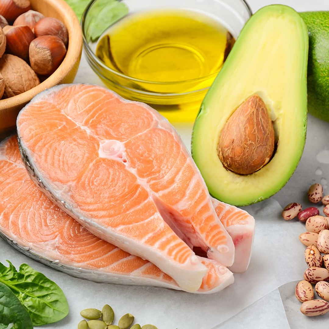 Fish avocado and olive oil