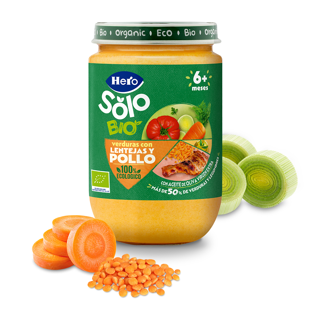 Tarrito Hero Solo Bio verduras con lentejas y pollo