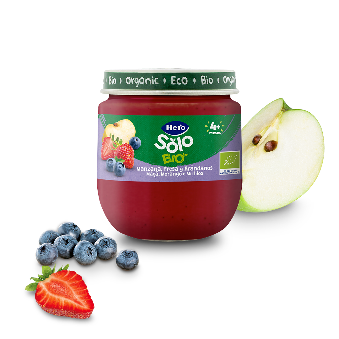 Tarrito Hero Solo Bio manzana, fresa y arándanos