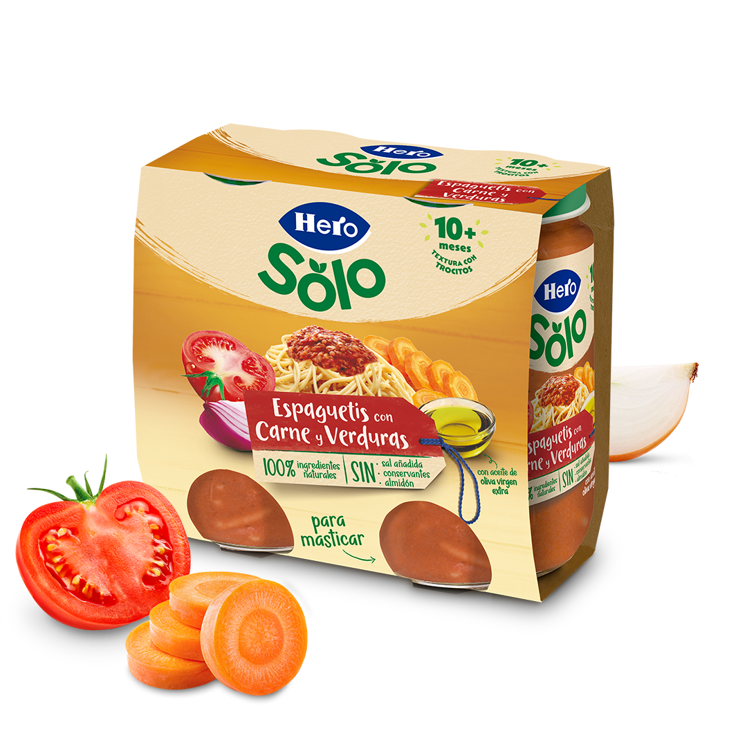 Tarrito Hero Solo espaguetis con carne y verduras