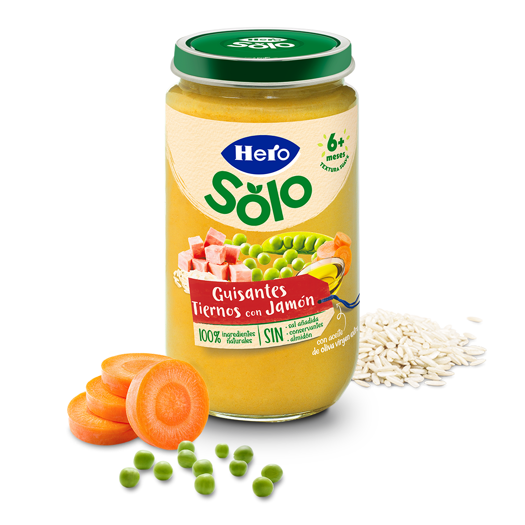 Tarrito Hero Solo guisantes tiernos con jamón