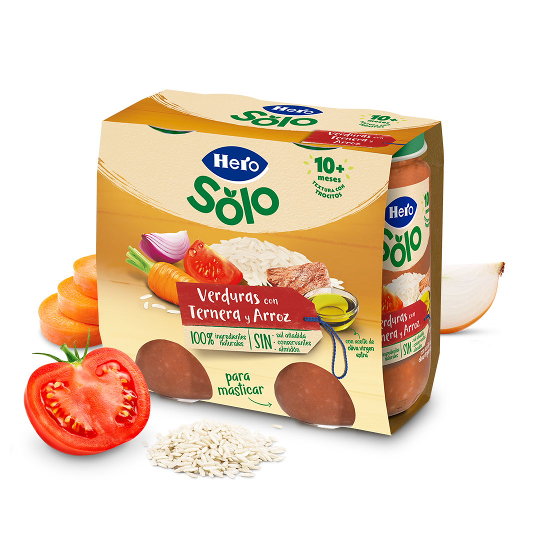 Tarrito Hero Solo verdura con ternera y arroz